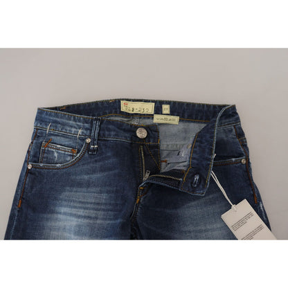 Acht Blue Washed Cotton Slim Fit Women Denim Jeans