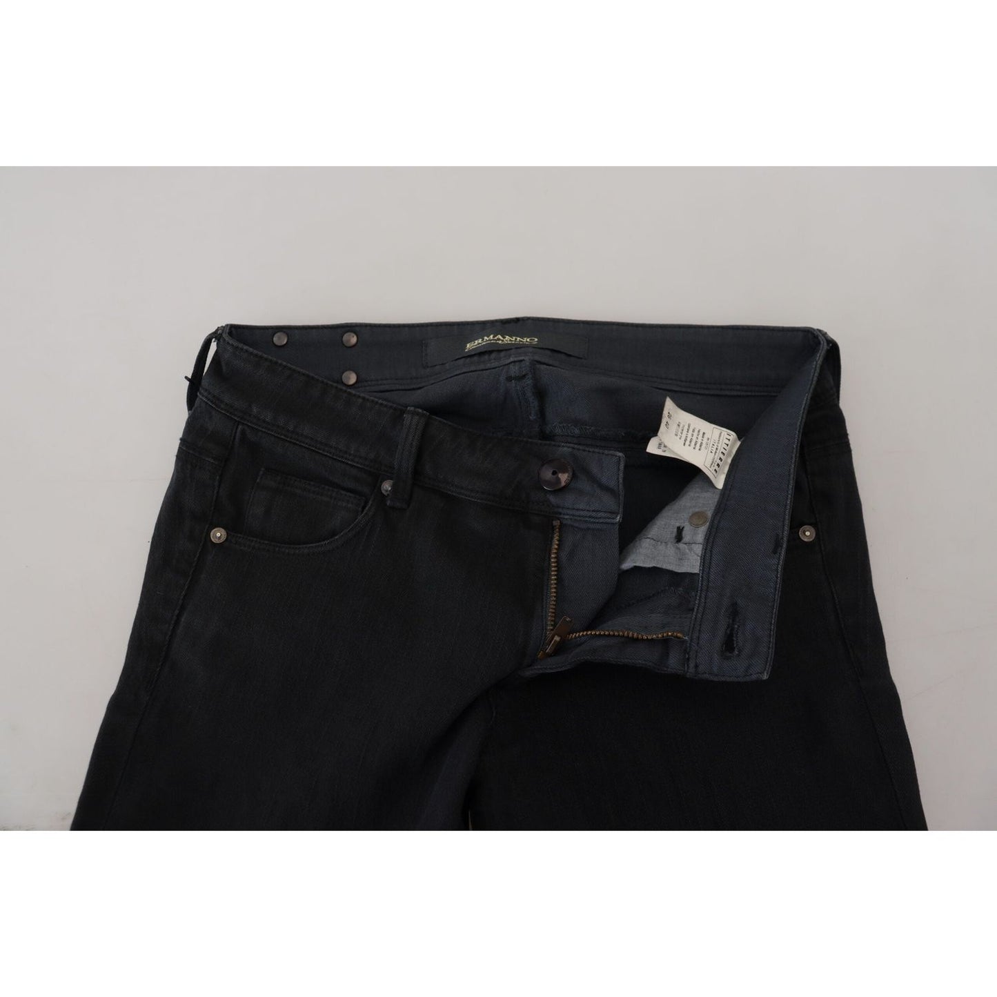 Ermanno Scervino Black Cotton Slim Fit Women Denim Jeans