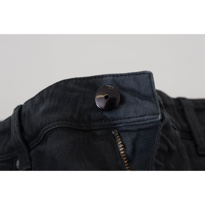 Ermanno Scervino Black Cotton Slim Fit Women Denim Jeans
