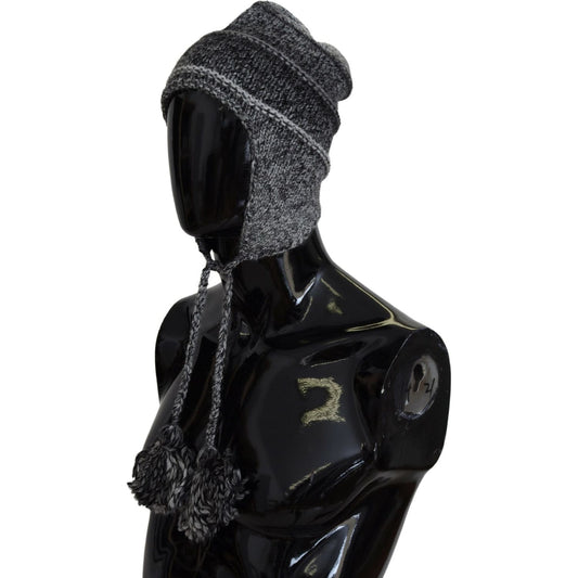 Dolce & Gabbana Gray Warm Fleece Ear Flaps Knit Beanie Hat HAT9490