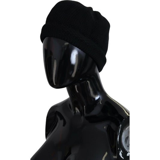 Dolce & Gabbana Black Virgin Wool Women Winter Beanie Cap Hat HAT9448
