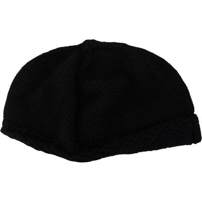 Dolce & Gabbana Black Virgin Wool Women Winter Beanie Cap Hat