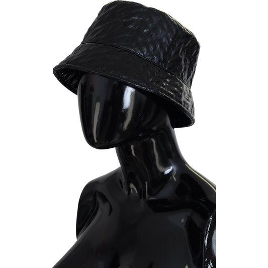 Dolce & Gabbana Black Quilted Faux Leather Women Bucket Cap Hat HAT9467-57