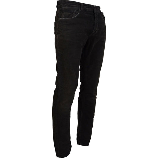 Costume National Gray Cotton Corduroy Men Casual Jeans PAN74676-48