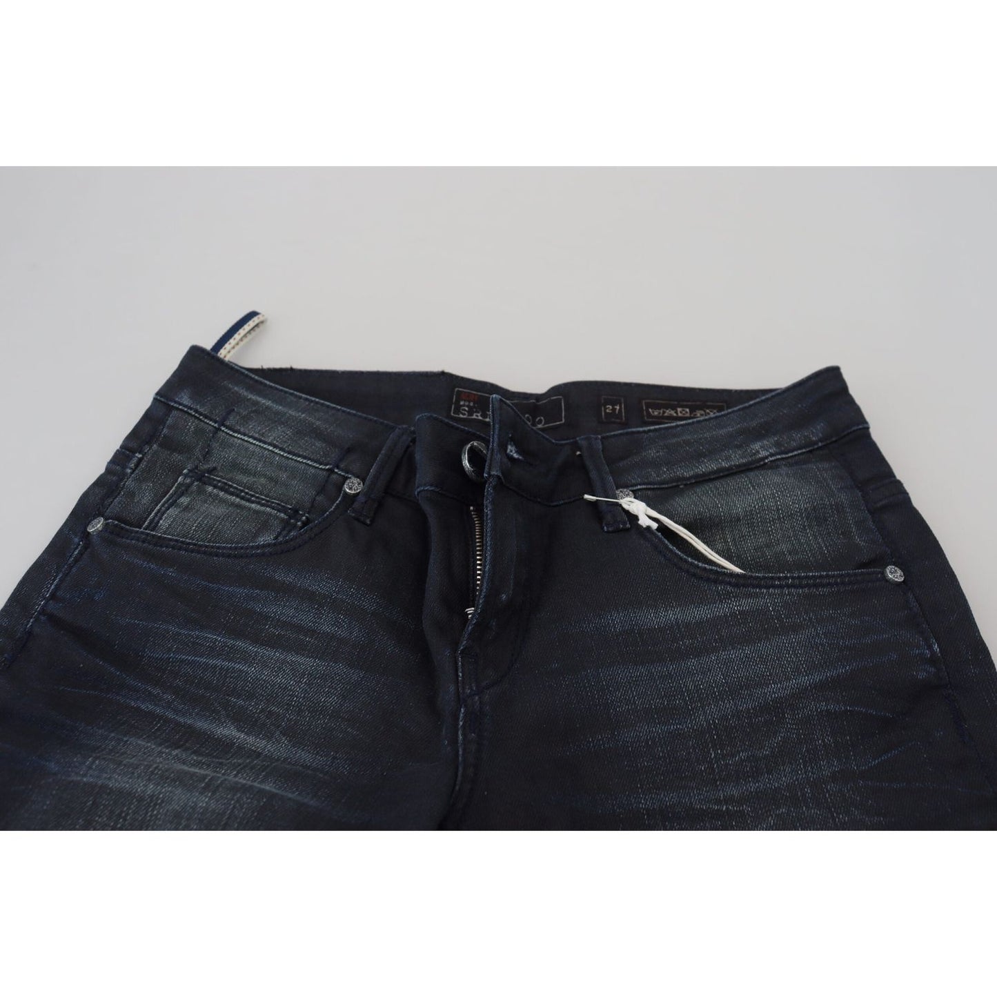 Acht Blue Washed Low Waist Slim Fit Cotton Denim Jeans