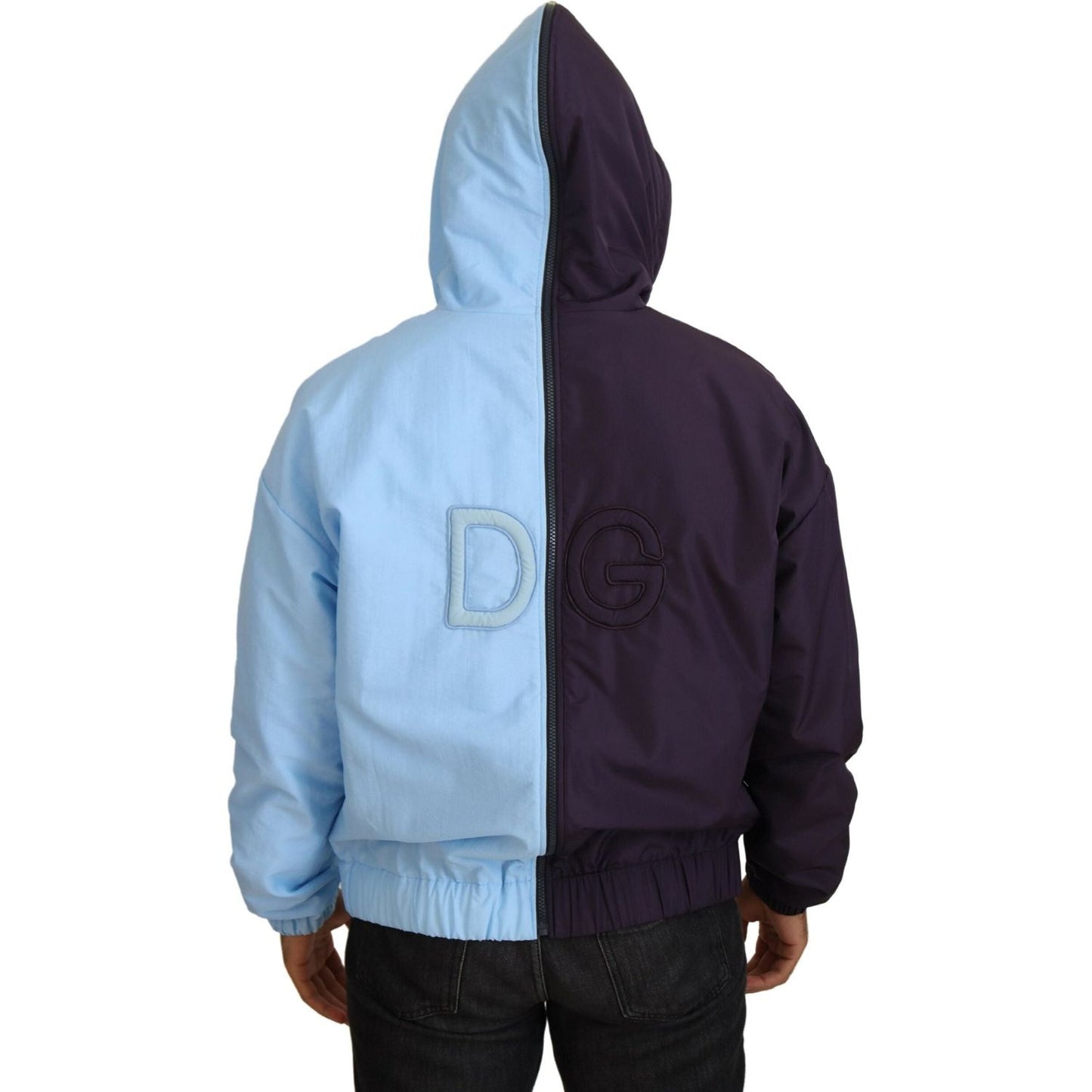 Dolce & Gabbana Black Blue DG Hooded Full Zip Men Jacket JKT3616-50