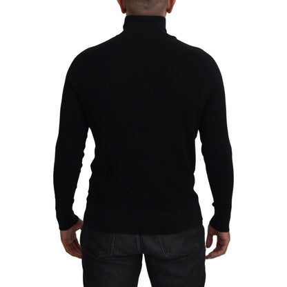 Dolce & Gabbana Black Silk Turtle Neck Pullover Sweater