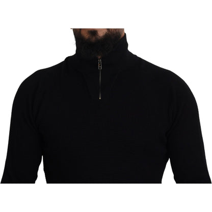 Dolce & Gabbana Black Silk Turtle Neck Pullover Sweater