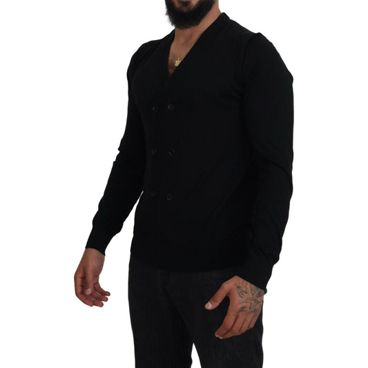 Dolce & Gabbana Black Cashmere Button Down Cardigan Sweater TSH83993-50
