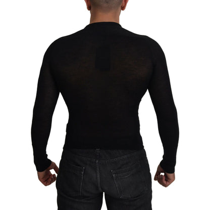 Dolce & Gabbana Black Cashmere Button Pullover Sweater
