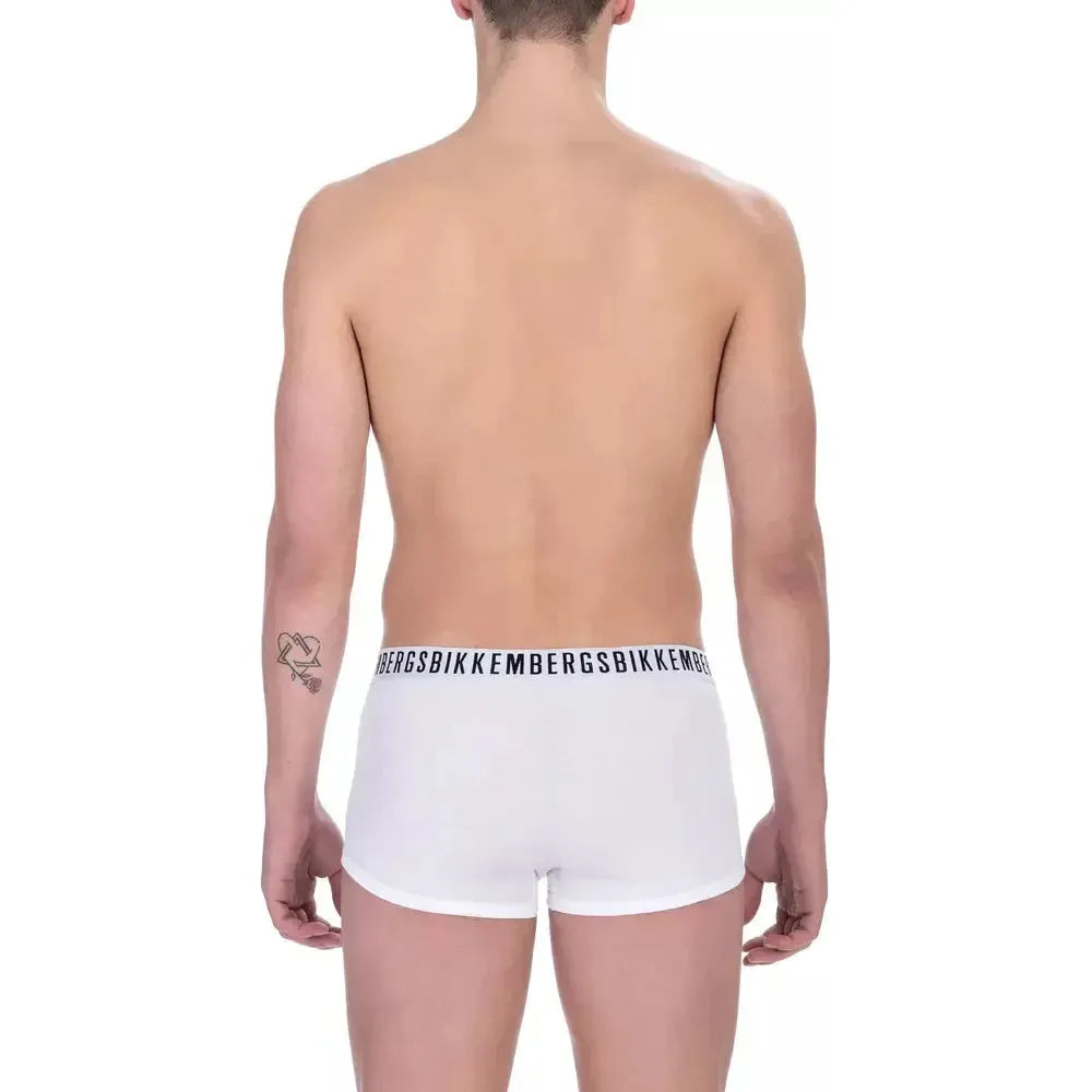 Bikkembergs White Cotton Men's Trunk Underwear Twin Pack