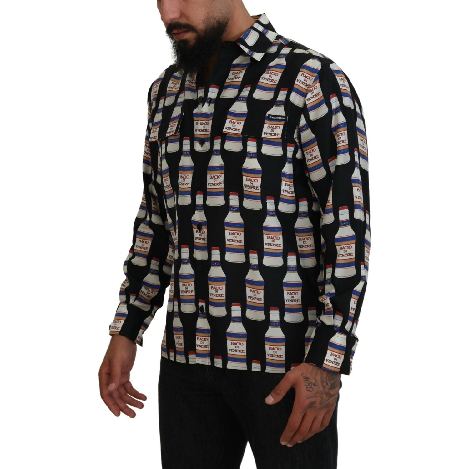 قميص حرير أنيق بأكمام طويلة من دولتشي آند غابانا