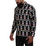 Dolce & Gabbana Black Silk Printed Collared Men Casual Shirt TSH83789-37