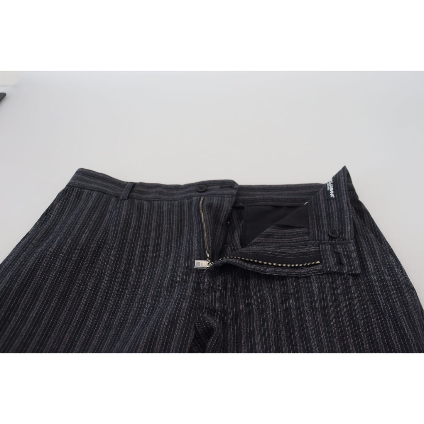 Dolce & Gabbana Dark Gray Stripes Chino Dress Pants