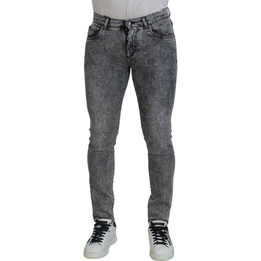 Dolce & Gabbana Grey Washed Cotton Slim Fit Men Denim Jeans PAN74729-44