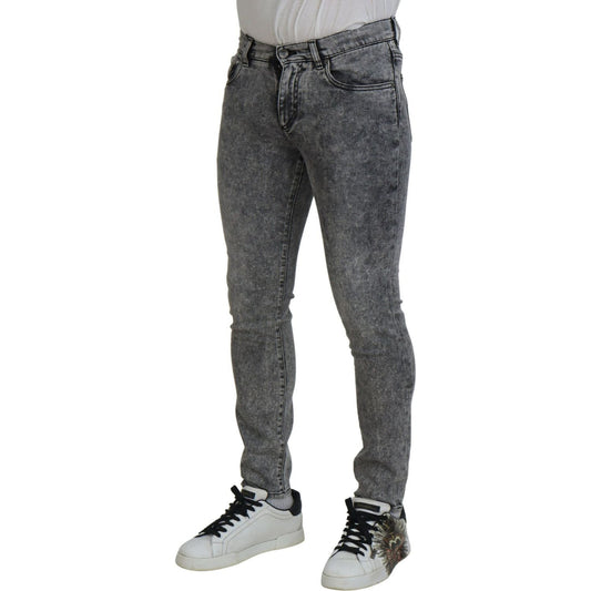 Dolce & Gabbana Grey Washed Cotton Slim Fit Men Denim Jeans PAN74729-44