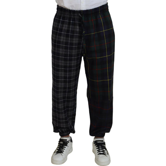 Dolce & Gabbana Multicolor Checkered Wool Men Jogger Pants PAN74780-48
