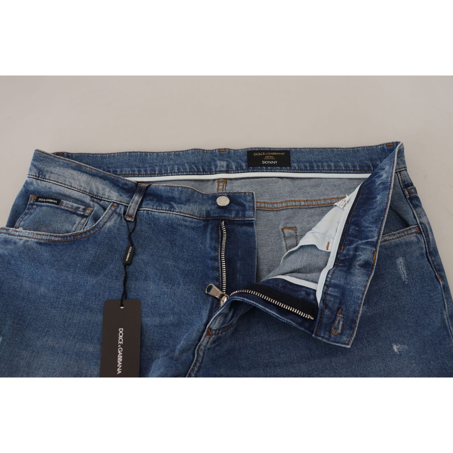 Dolce & Gabbana Blue Washed Skinny Cotton Denim Jeans PAN74793-60
