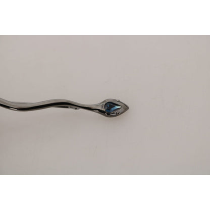 Dolce & Gabbana Silver Brass Crystal Spilla Serpente Brooch Pin Brooch