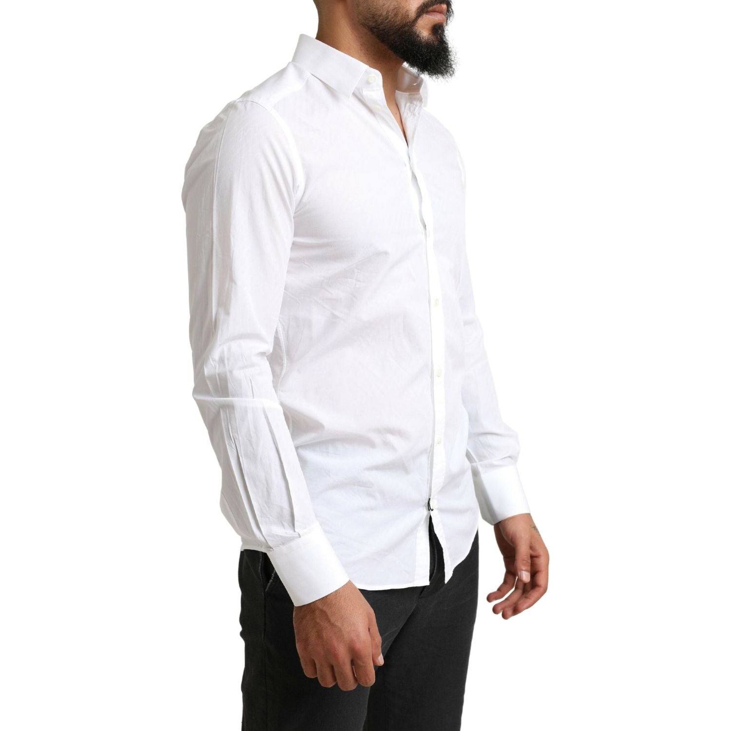 Dolce & Gabbana White MARTINI Cotton Dress Formal Shirt