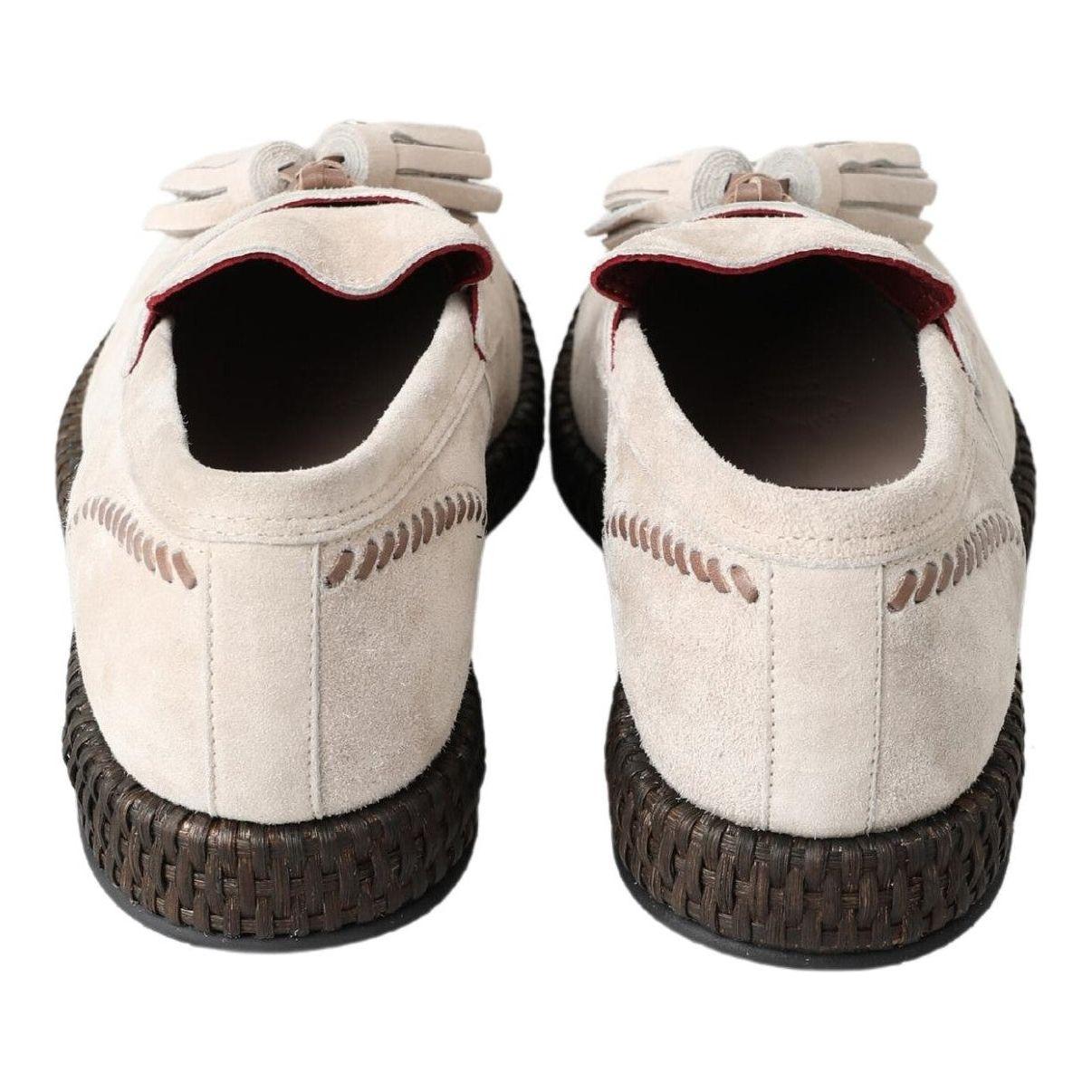 حذاء إسبادريل جلدي أنيق باللون العاجي من دولتشي آند غابانا