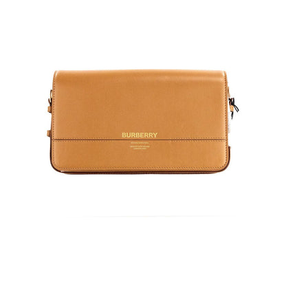 Burberry Grace Small Nutmeg Smooth Leather Flap Crossbody Clutch Handbag Purse