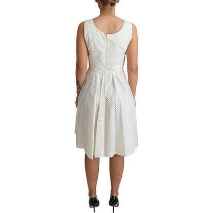 Dolce & Gabbana White Polka Dotted Cotton A-Line Dress