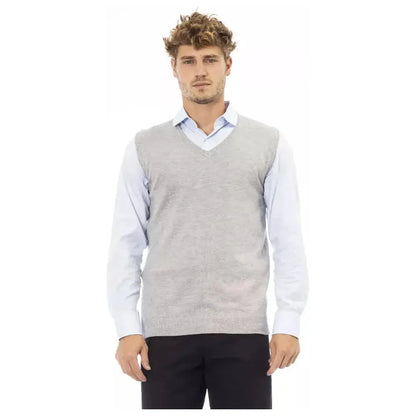 Alpha Studio Gray Viscose Men Jacket