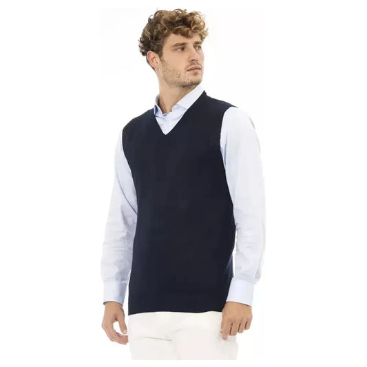Alpha Studio Blue Viscose Men Jacket AL-23580-IT46 | S
