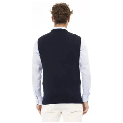 Alpha Studio Blue Viscose Men Jacket