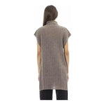 Alpha Studio Brown Wool Women Sweater with Turtleneck and Side Slits AL-23506-IT40|S