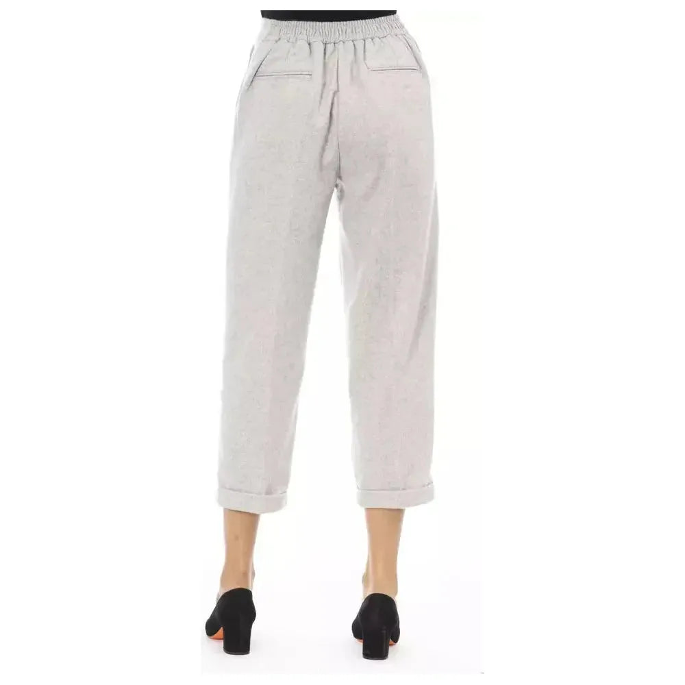 Alpha Studio Gray Wool Women Pants