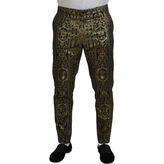Dolce & Gabbana Black Gold Jacquard Dress Trouser Pants PAN74727- 48