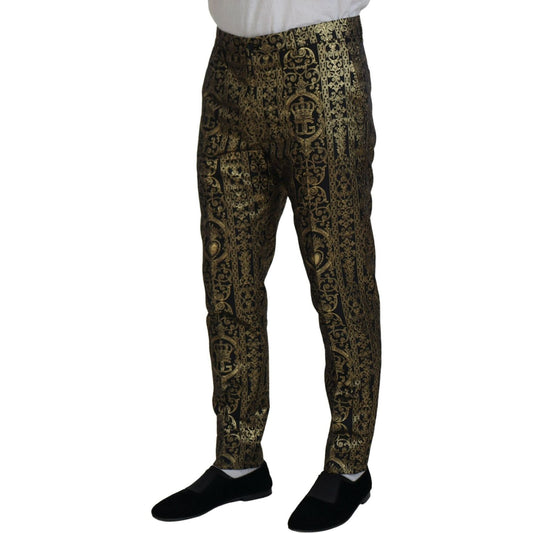 Dolce & Gabbana Black Gold Jacquard Dress Trouser Pants PAN74727- 48