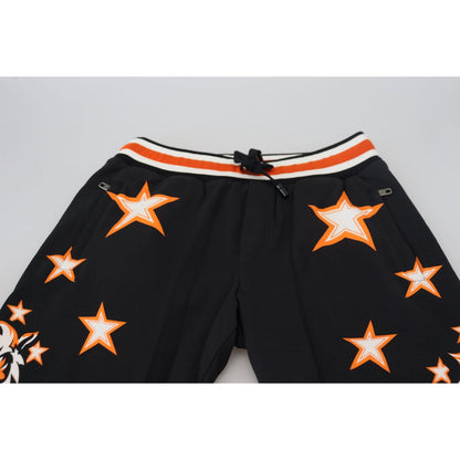 Dolce & Gabbana Black Orange Star Trousers Sport Pants