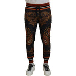 Dolce & Gabbana Gray Silk Baroque Crown Trousers Sport Pants PAN74754- 44