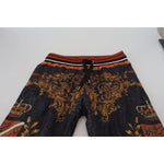 Dolce & Gabbana Gray Silk Baroque Crown Trousers Sport Pants PAN74754- 44