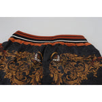 Dolce & Gabbana Gray Silk Baroque Crown Trousers Sport Pants PAN74754- 44