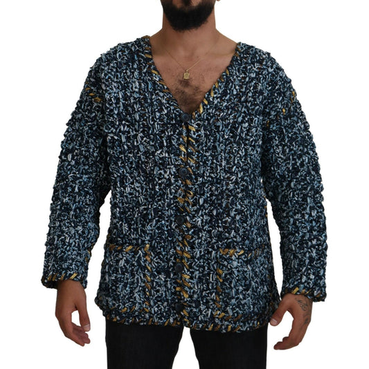 Dolce & Gabbana Blue Button Cardigan Fatto A Mano Sweater TSH83878- M