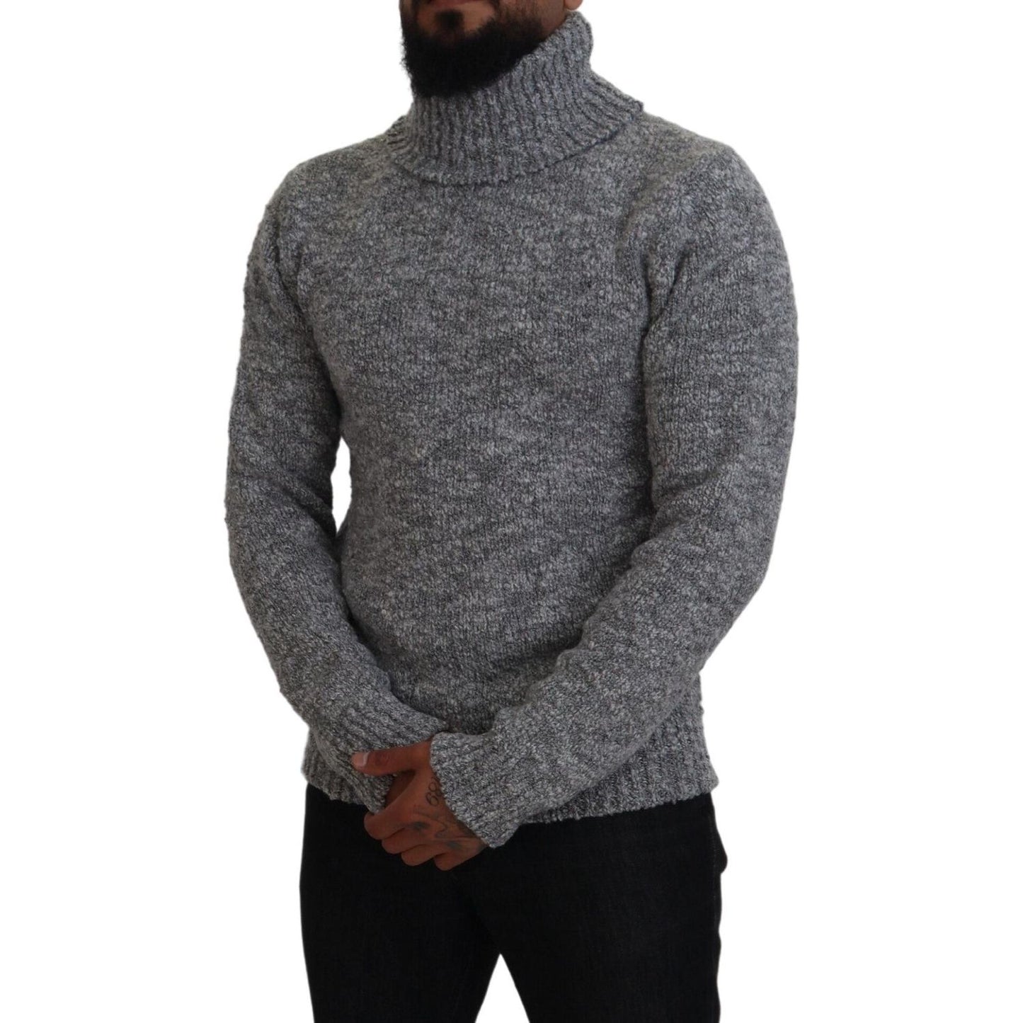 Dolce & Gabbana Gray Wool Knit Turtleneck Pullover Sweater TSH83880- 44