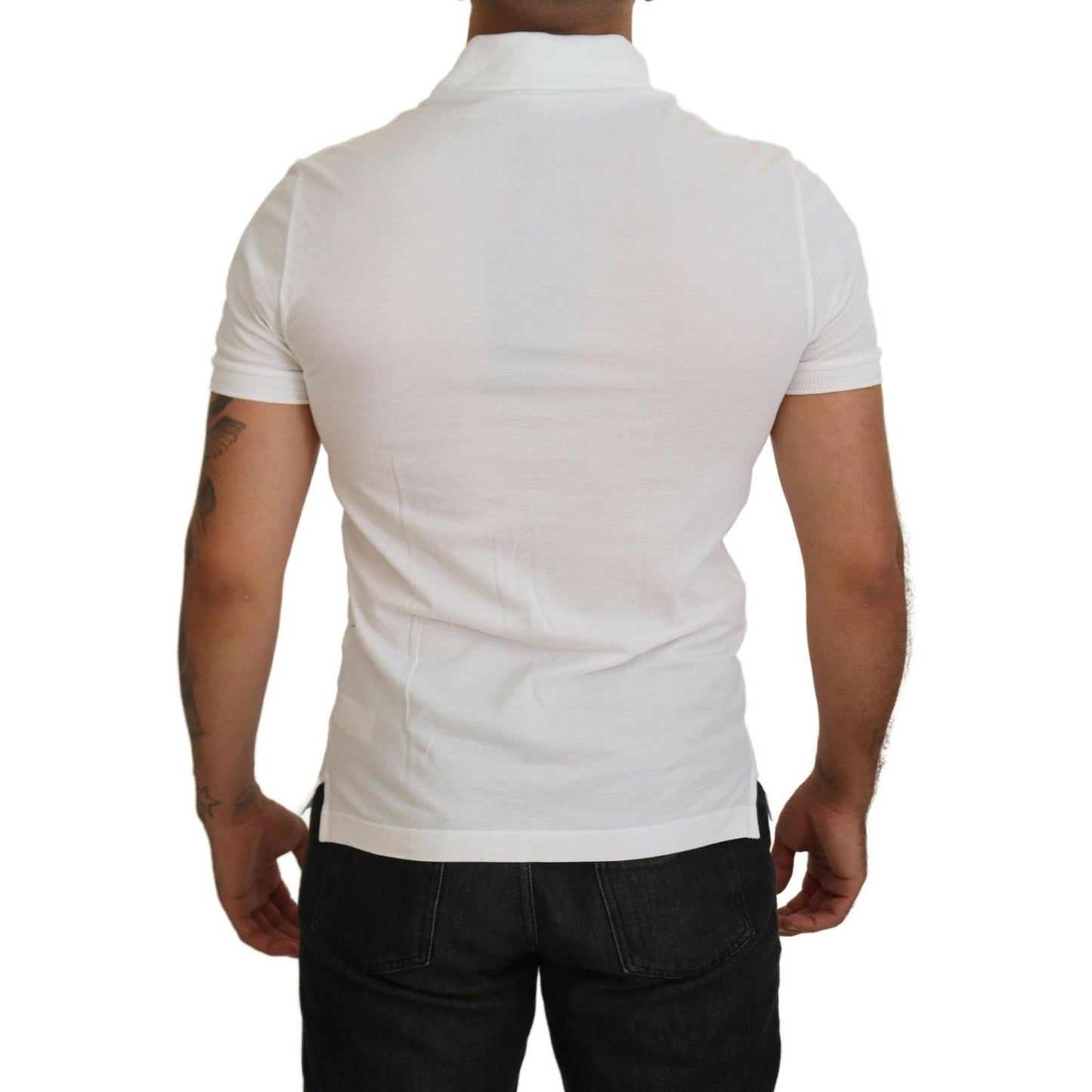 Dolce & Gabbana White Cotton Logo Short Sleeve Polo T-shirt TSH83932-44