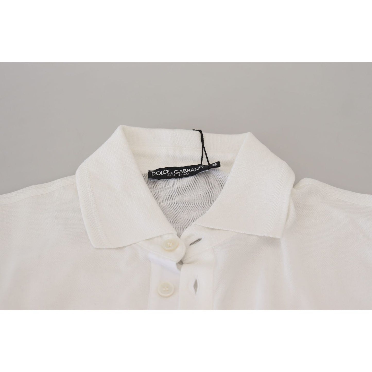 Dolce & Gabbana White Cotton Logo Short Sleeve Polo T-shirt TSH83932-44