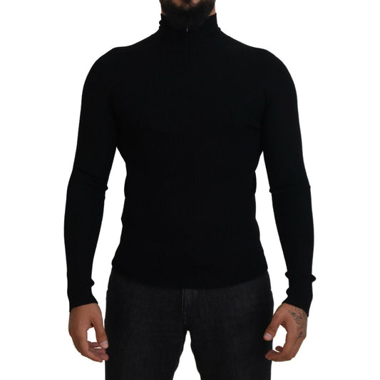 Dolce & Gabbana Black Half Zip Turtleneck Pullover Sweater TSH83954- 42