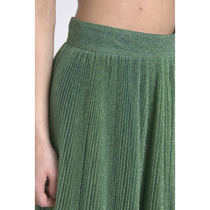 Dolce & Gabbana Metallic Green High Waist A-line Pleated Skirt