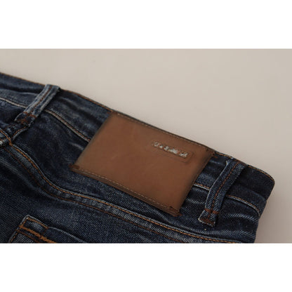 Acht Blue Washed Cotton Low Waist Skinny Denim Jeans