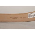 Dolce & Gabbana Black Calf Leather Brown Backend Metal Buckle Belt