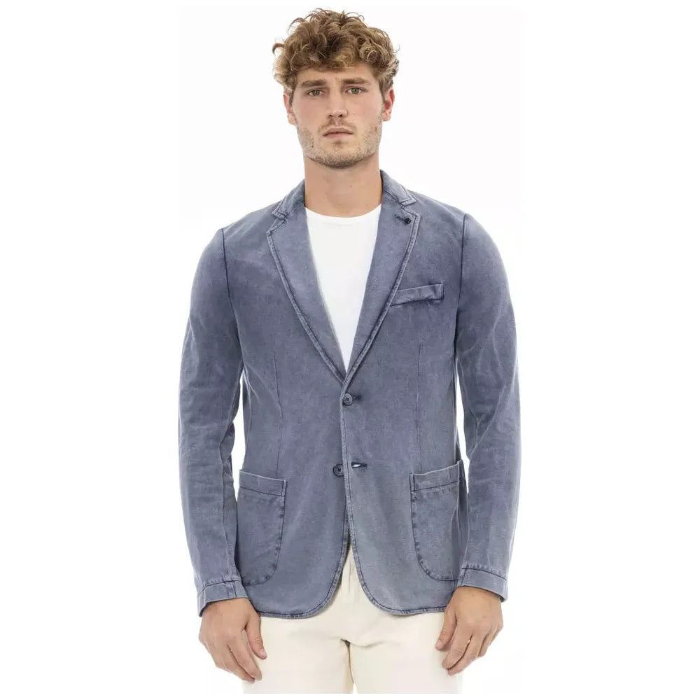 Distretto12 Blue Cotton Mens Blazer DI-23609-FBB-IT52-239