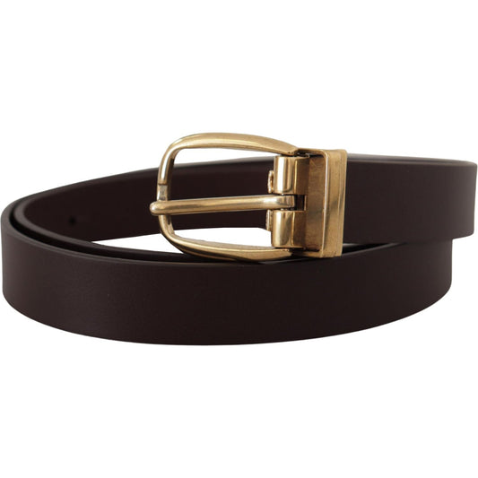Dolce & Gabbana Dark Brown Calf Leather Gold Tone Metal Buckle BEL8602-85