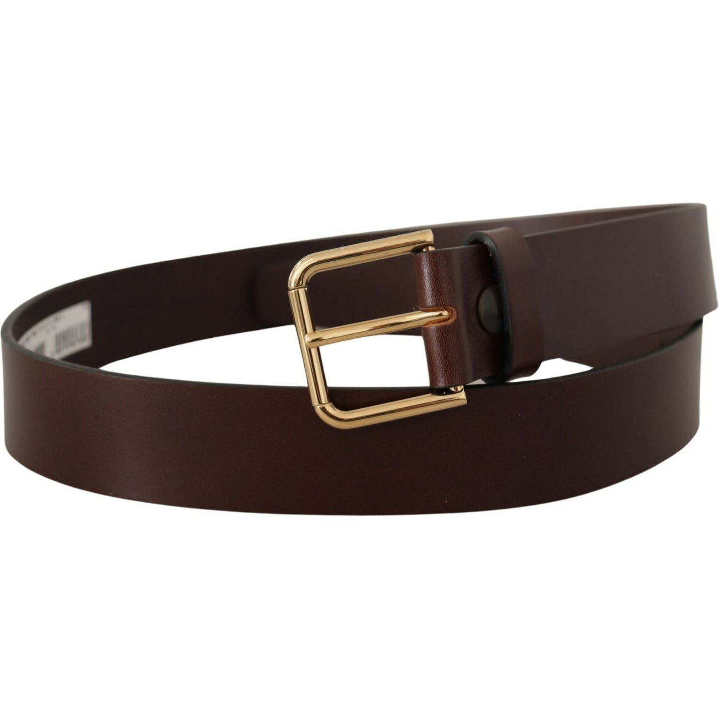 Dolce & Gabbana Brown Plain Calf Leather Gold Tone Buckle Belt BEL8608 -90
