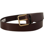 Dolce & Gabbana Brown Plain Calf Leather Gold Tone Buckle Belt BEL8608 -90